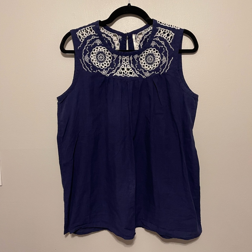 Nine Eight 100% Cotton Embroidered Tank Top